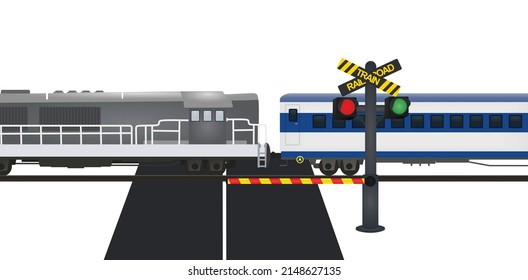 Rail Road Crossing. Vector Illustration