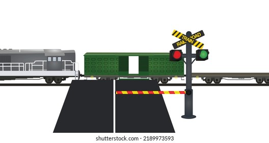 Rail Road Crossing. Vector Illustration