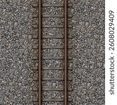 Rail road. Seamless pattern. Crushed stone. Realistic design. Vector illustration eps10. Railway track.