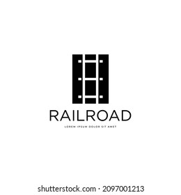 Rail Road Top View Minimal Logo Icon Sign Vector Illustration