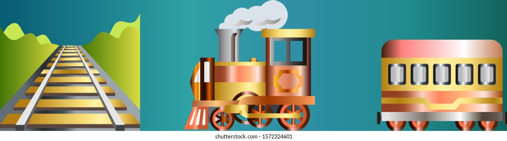 Rail track and carriages in stunning vector artwork.