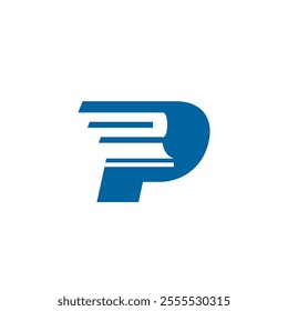 A Rail Train Locomotive in P Letter Logo Design Vector