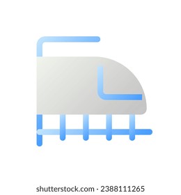 Icono ui de dos colores de gradiente plano de transporte por ferrocarril. Tren bala de alta velocidad. Transfiriendo pasajeros. Pictograma simple relleno. GUI, diseño UX para aplicaciones móviles. Ilustración RGB aislada por vectores