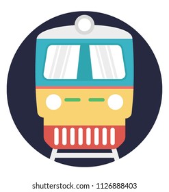 Rail transport, train with big headlights and standard design
