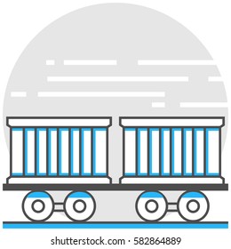 Rail Transportation - Infographic Icon Elements from Logistics and Transport Set. Flat Thin Line Icon Pictogram for Website and Mobile Application Graphics.