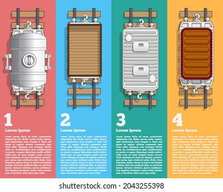 Rail transportation. View from above. Design a presentation template. Vector illustration. 