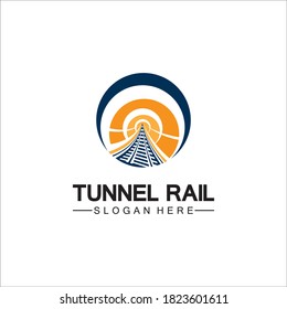 Rail con plantilla de diseño de vectores de iconos de túnel