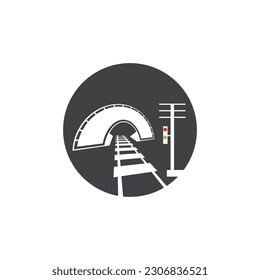Rail con plantilla de diseño de vectores de iconos de túnel
