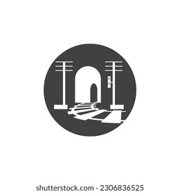 Rail with tunnel logo icon vector design template