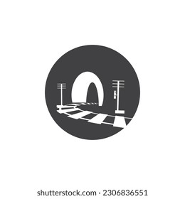 Rail with tunnel logo icon vector design template