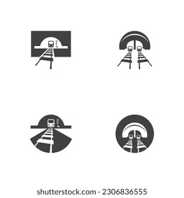 Rail with tunnel logo icon vector design template