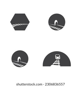 Rail con plantilla de diseño de vectores de iconos de túnel