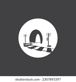 Rail with tunnel logo icon vector design template