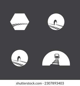Rail with tunnel logo icon vector design template