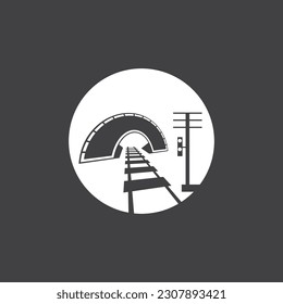 Bahn mit Tunnellogo-Symbol, Vektordesign-Vorlage