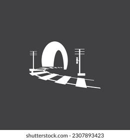 Rail with tunnel logo icon vector design template