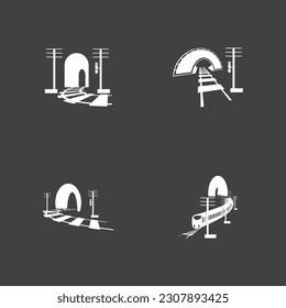 Rail with tunnel logo icon vector design template
