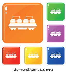 Rail wagon for construction materials icons set collection vector 6 color isolated on white background