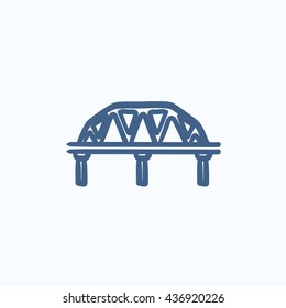 Icono de esbozo del vector del puente de vías ferroviarias aislado en el fondo. Icono del puente de la vía ferroviaria dibujado a mano. Icono de boceto de puente de vías ferroviarias para infografía, sitio web o aplicación.