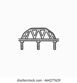 Rail way bridge vector sketch icon isolated on background. Hand drawn Rail way bridge icon. Rail way bridge sketch icon for infographic, website or app.
