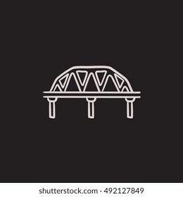Rail way bridge vector sketch icon isolated on background. Hand drawn Rail way bridge icon. Rail way bridge sketch icon for infographic, website or app.