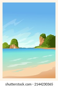 railay beach and hill illustration in the daytime