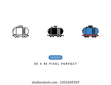Railcar Icon. Delivery Tank Wheel Symbol Stock Illustration. Vector Line Icons For UI Web Design And Presentation