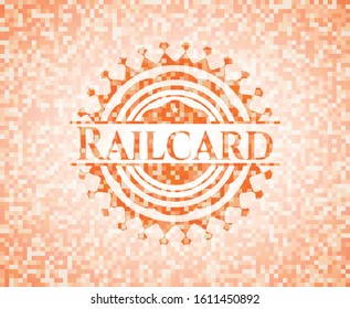 Railcard abstract orange mosaic emblem with background