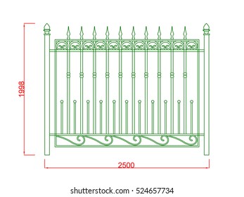 Railing iron work vector image green paint on the white background