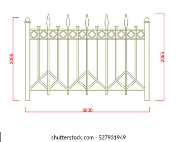 Railing iron work vector image green paint on the white background