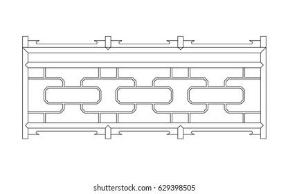 Railing vector line work black paint on the white background