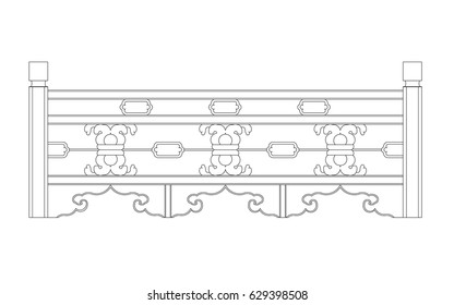 Railing vector line work black paint on the white background