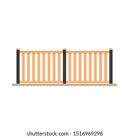 Railing vector. railing on white background. wallpaper. free space for text. copy space. Wood railing.
