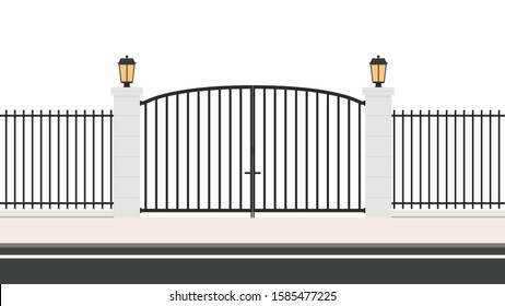  railing vector. Wall fence. House gate vector.