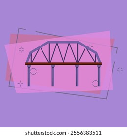 Railroad bridge vector illustration. Overpass, city, landmark. Bridges concept. Vector illustration can be used for topics like architecture, transportation, travel