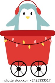 Eisenbahnwagen mit Pinguin Vektor-Illustration
