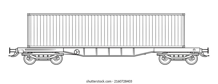 Vagón de contenedor de carga ferroviaria - ilustración de la existencia de vectores.