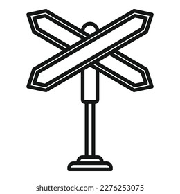 Railroad cross sign icon outline vector. Train people. Ticket travel