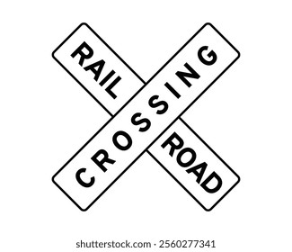 Railroad Crossbuck Sign Vector Indicating Railroad Crossing, Perfect for Road Safety and Traffic Management, High-Quality Vector Stock Image