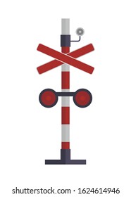 Railroad crossing sign. Simple flat illustration.