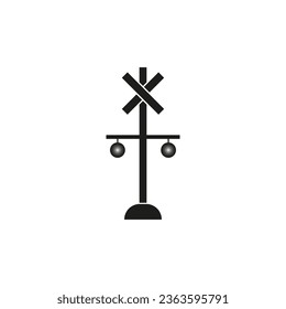 Railroad crossing sign. Vector illustration. EPS 10.