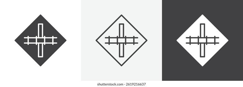 Railroad crossing sign web vector icons