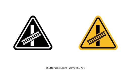 Railroad crossing signicons for ui. vector illustration