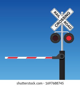 Railroad Crossing Vector Flat Design Stock Vector (Royalty Free ...