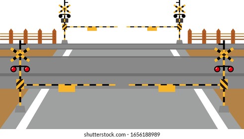 
Railroad crossing vector illustration .