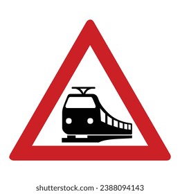 EISENBAHN OHNE GATE Schild in Deutschland. Unbewachte Eisenbahnüberquerung. Bearbeitbare EPS10-Vektorgrafik einzeln auf weißem Hintergrund.