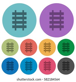 Railroad darker flat icons on color round background
