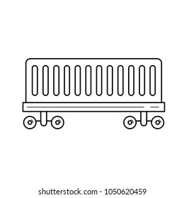 Railroad delivery vector line icon isolated on white background. Cargo delivery by railroad line icon for infographic, website or app.