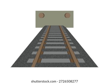Fin del ferrocarril. Ilustración plana simple en vista en perspectiva.
