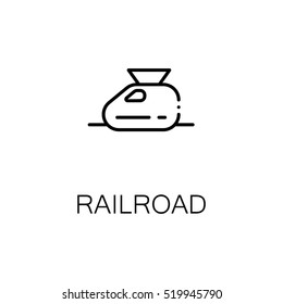 Railroad flat icon. Single high quality outline symbol of travel for web design or mobile app. Thin line signs of tourism for design logo, visit card, etc. Outline pictogram of railroad